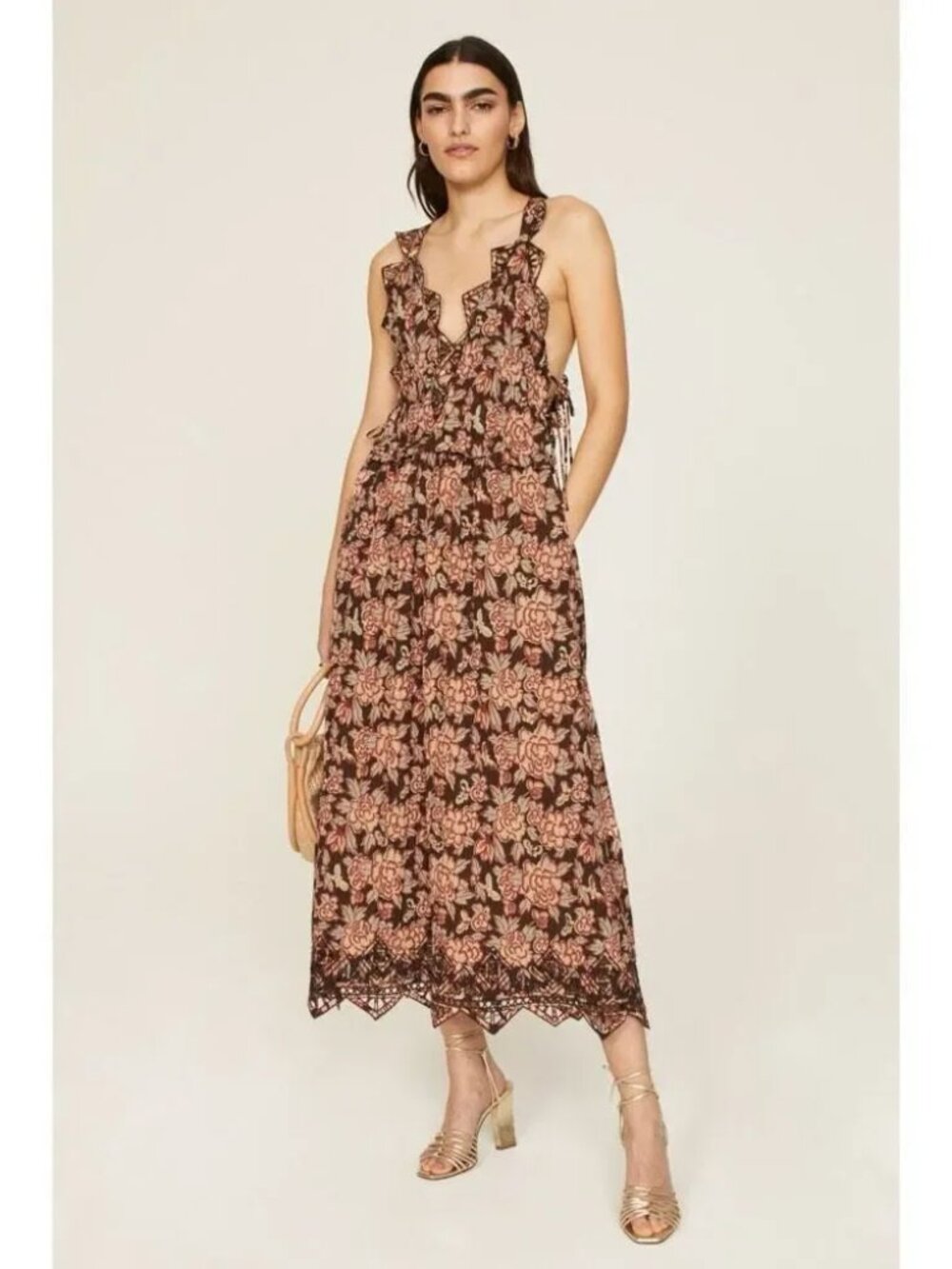 Sea New York / Emelia Midi Dress Cotton Summer dress Sleeveless maxi sun LG - Picture 4 of 7
